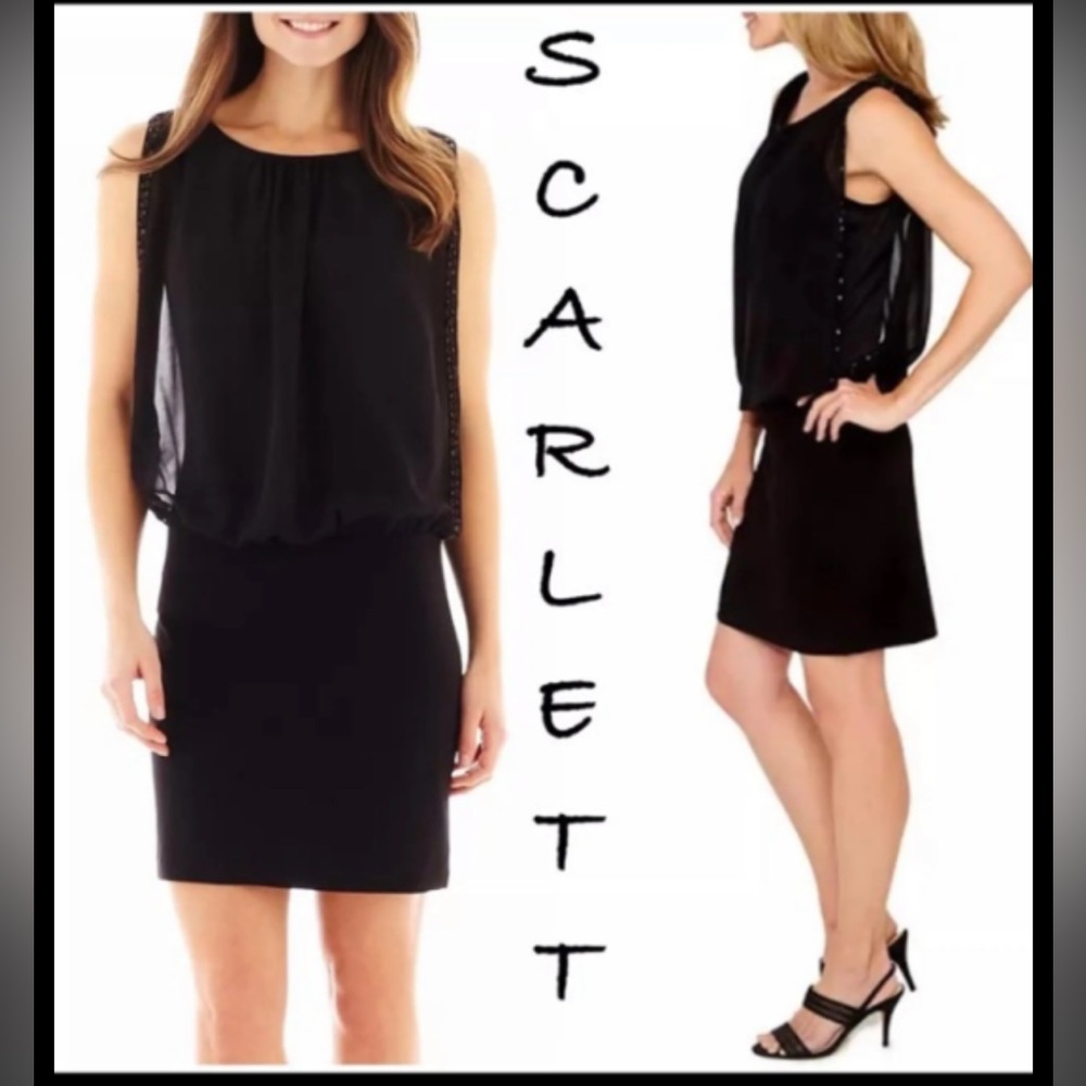 Scarlett Black Sleeveless Mini Dress with Blouson Overlay